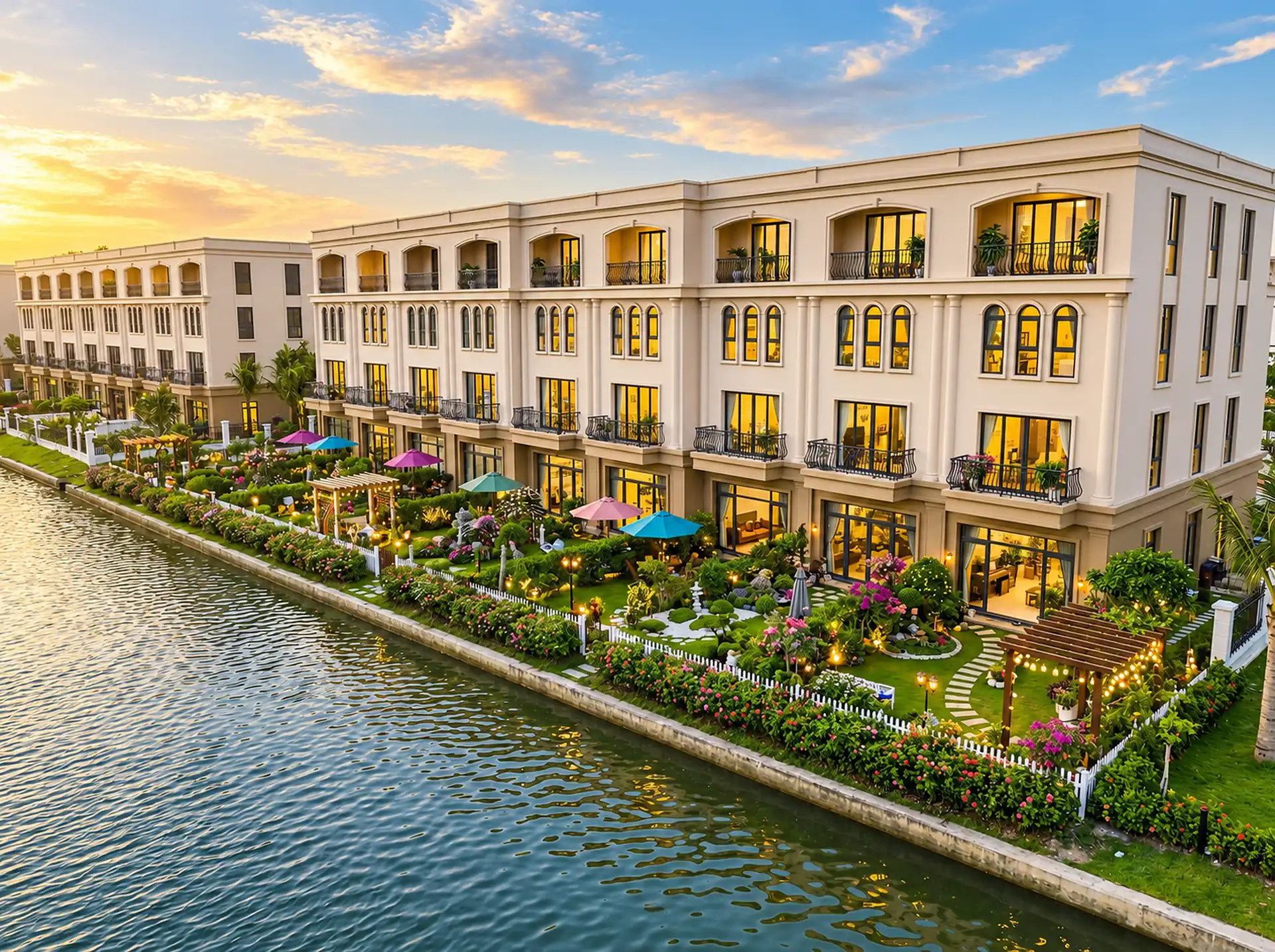 Mặt sau view sông Liền Kề Shophouse Đảo Vua
