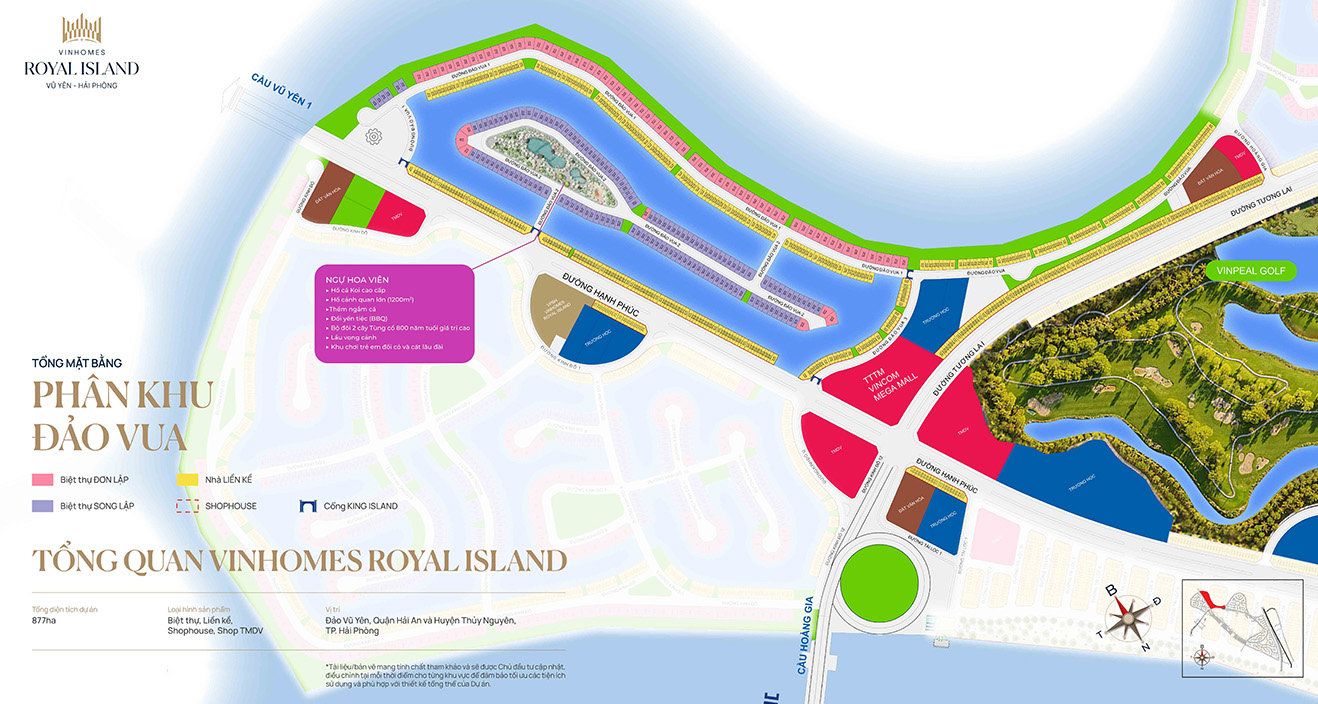 Mặt bằng phân khu Đảo Vua Vinhomes Royal Island Vũ Yên Hải Phòng