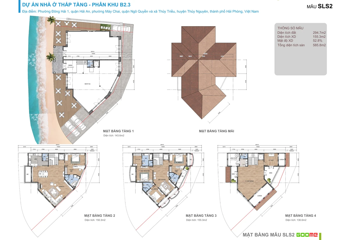 Layout biệt thự song lập Đảo Thiên Đường TS-94 từng tầng