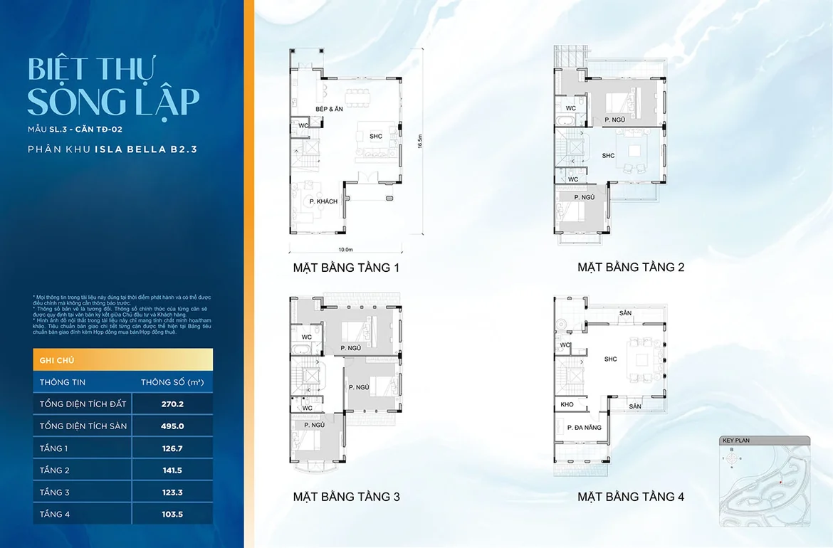 Layout thiết kế biệt thự song lập 270m2