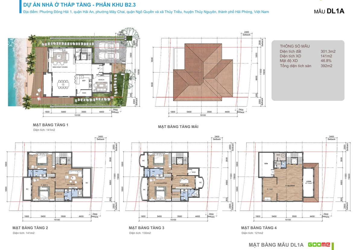 Layout biệt thự đơn lập Đảo Thiên Đường TĐ 3A - 15 từng tầng