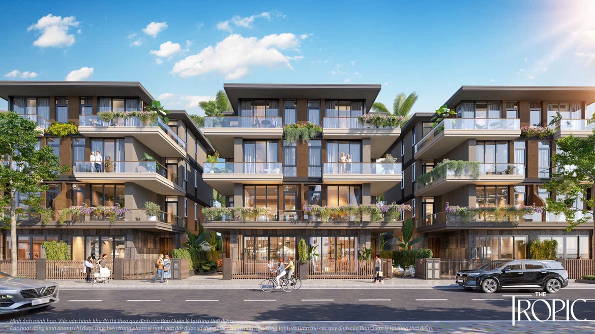 Phối cảnh biệt thự song lập The Tropic Hoàng Thành mặt trước 180 m2