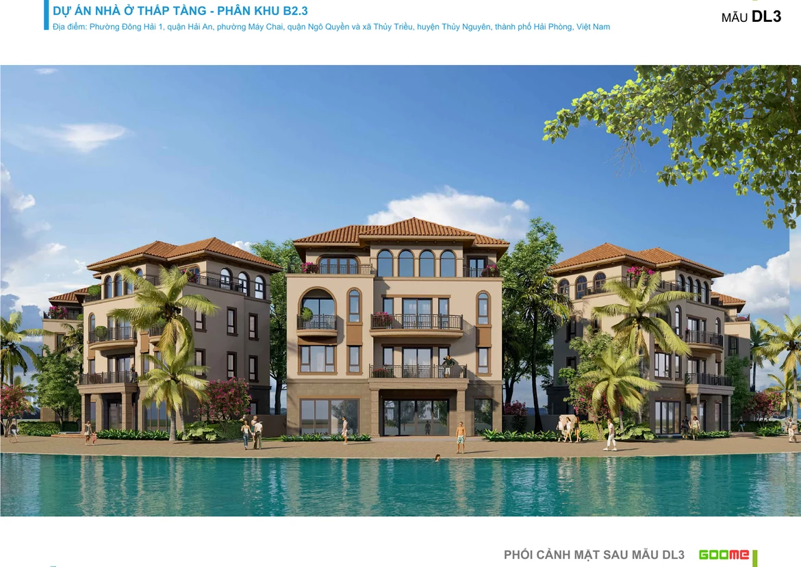 Thiết kế biệt thự đơn lập Đảo Thiên Đường DL3 423m2 mặt sau
