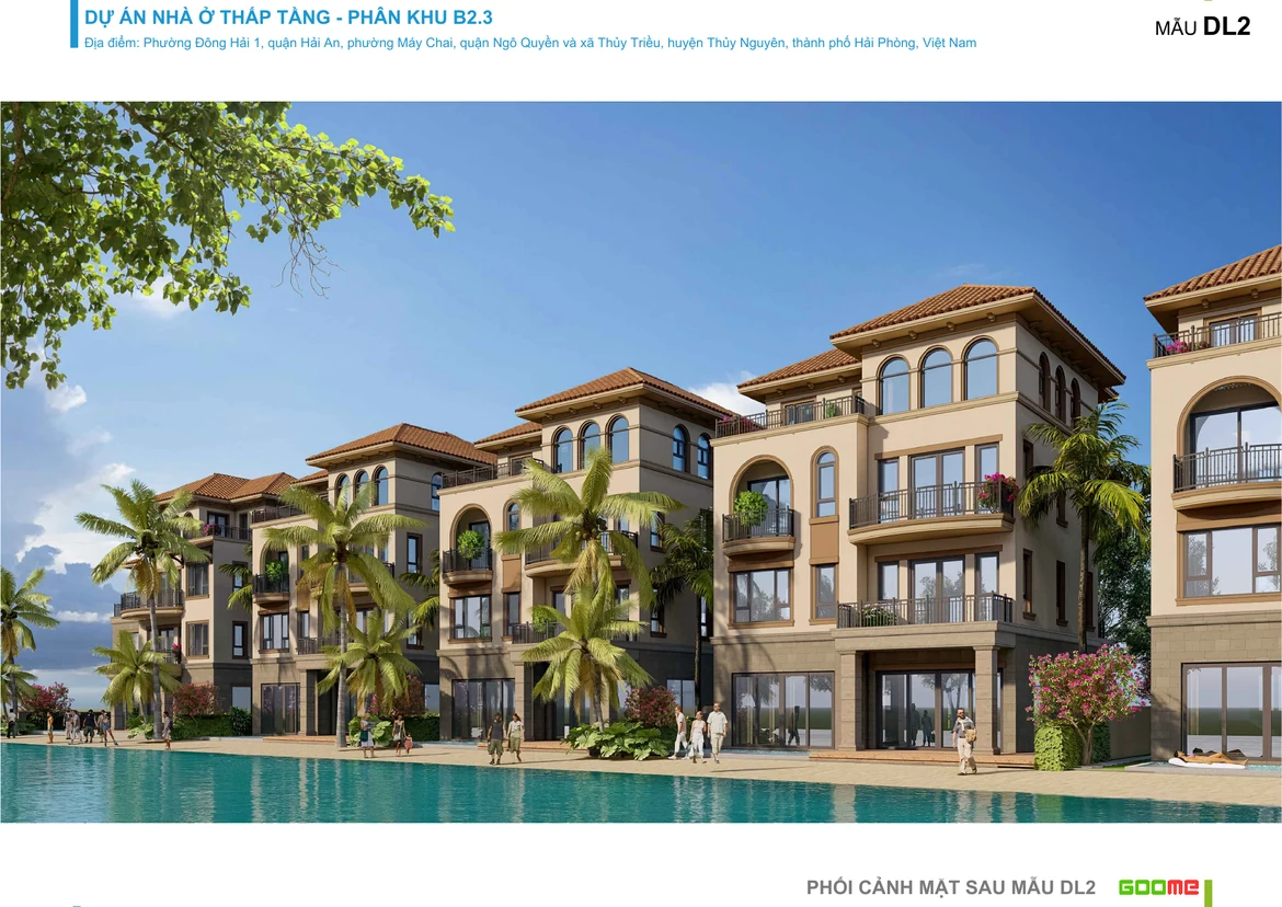 Biệt thự đơn lập DL2 300m2 mặt sau