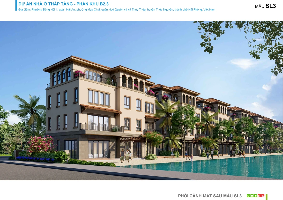 Thiết kế biệt thự Đảo Thiên Đường căn góc 270 m2 mặt sau