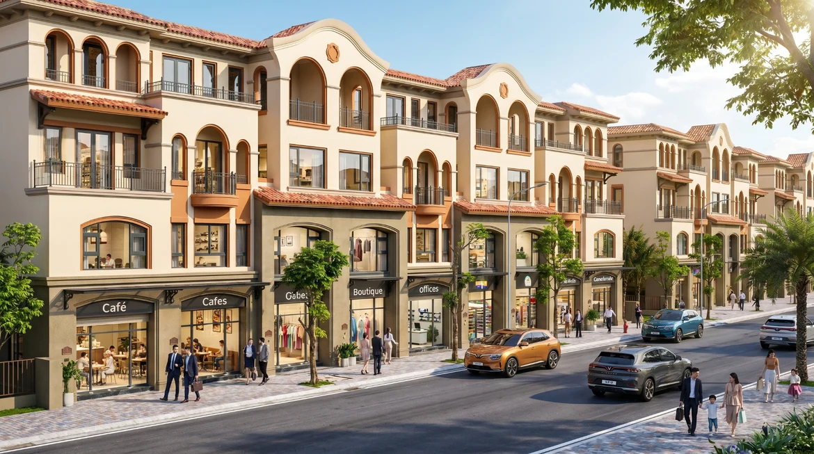 Thiết kế Shophouse Đảo Thiên Đường Isla Bella Vũ Yên trục đường Hạnh Phúc