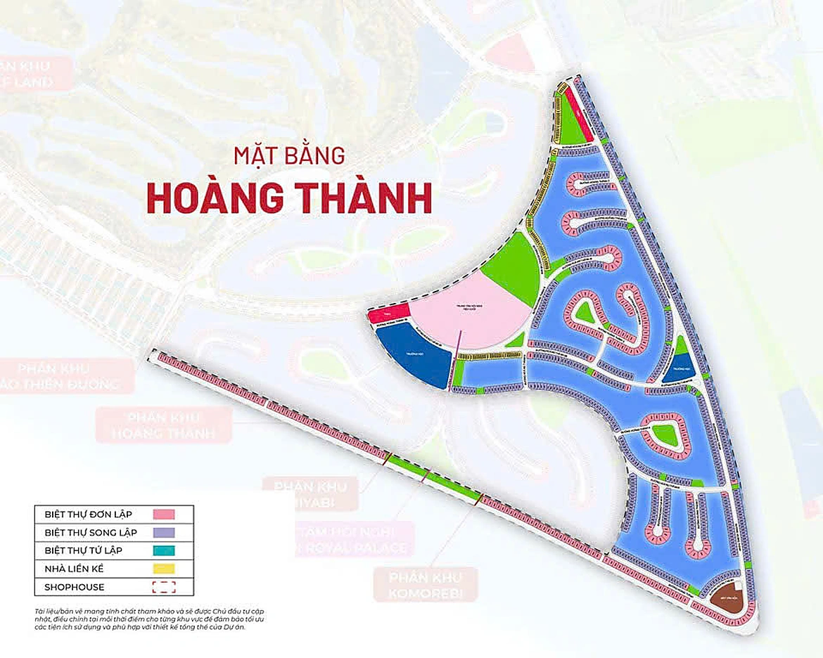 Tổng mặt bằng phân khu The Tropic Hoàng Thành